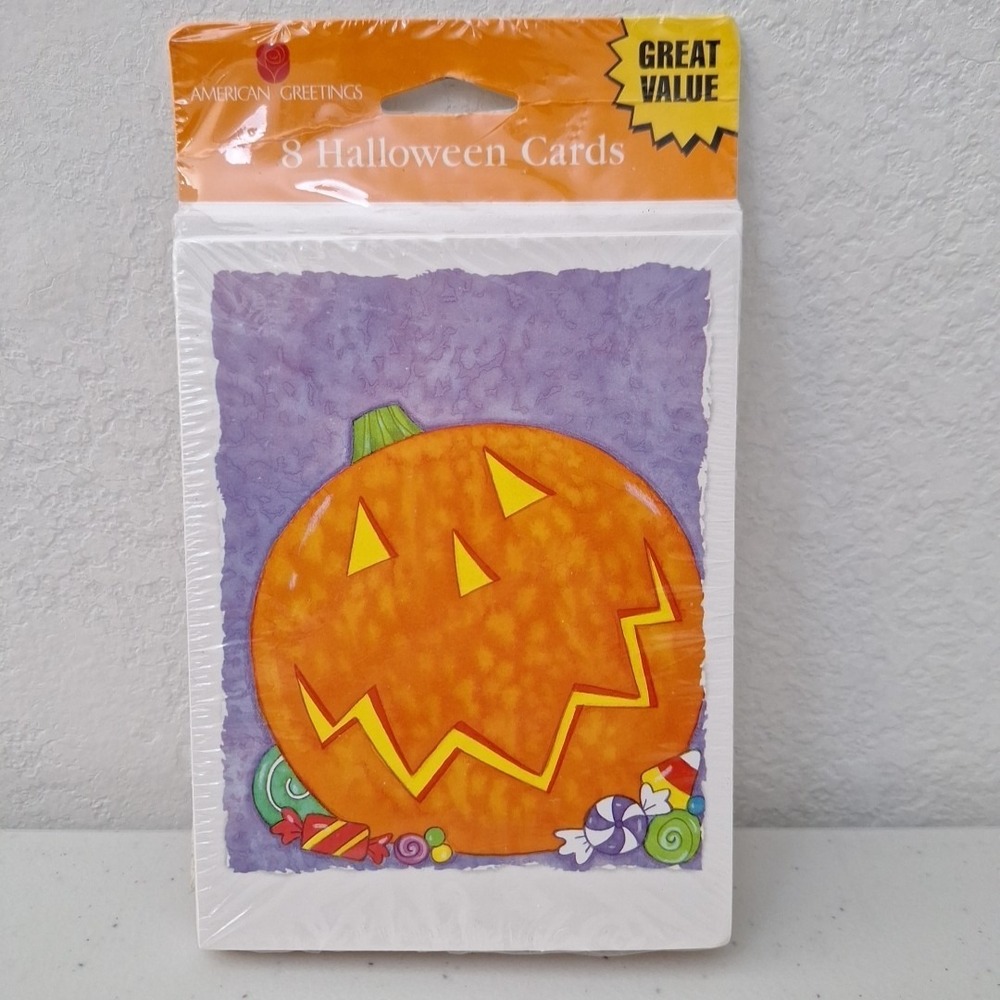 Vintage American Greetings Halloween Cards Jack-O-Lantern Pumpkin 8 Cards